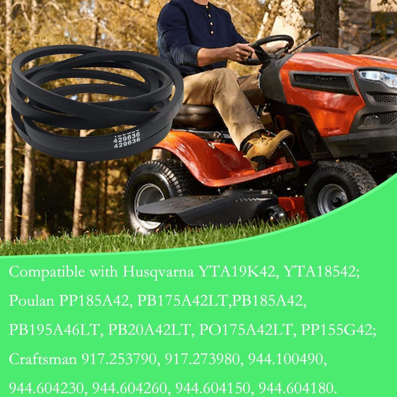 CTPOWER Replacement 429636 197253 Mower Deck Belt for Craftsman Husqvarna Poulan AYP 532429636 598559101 592855001 YTH18542 YTA18542 YTH22V42 YTH20K42 / Aramid Cord / 101.20 inches - Image 5